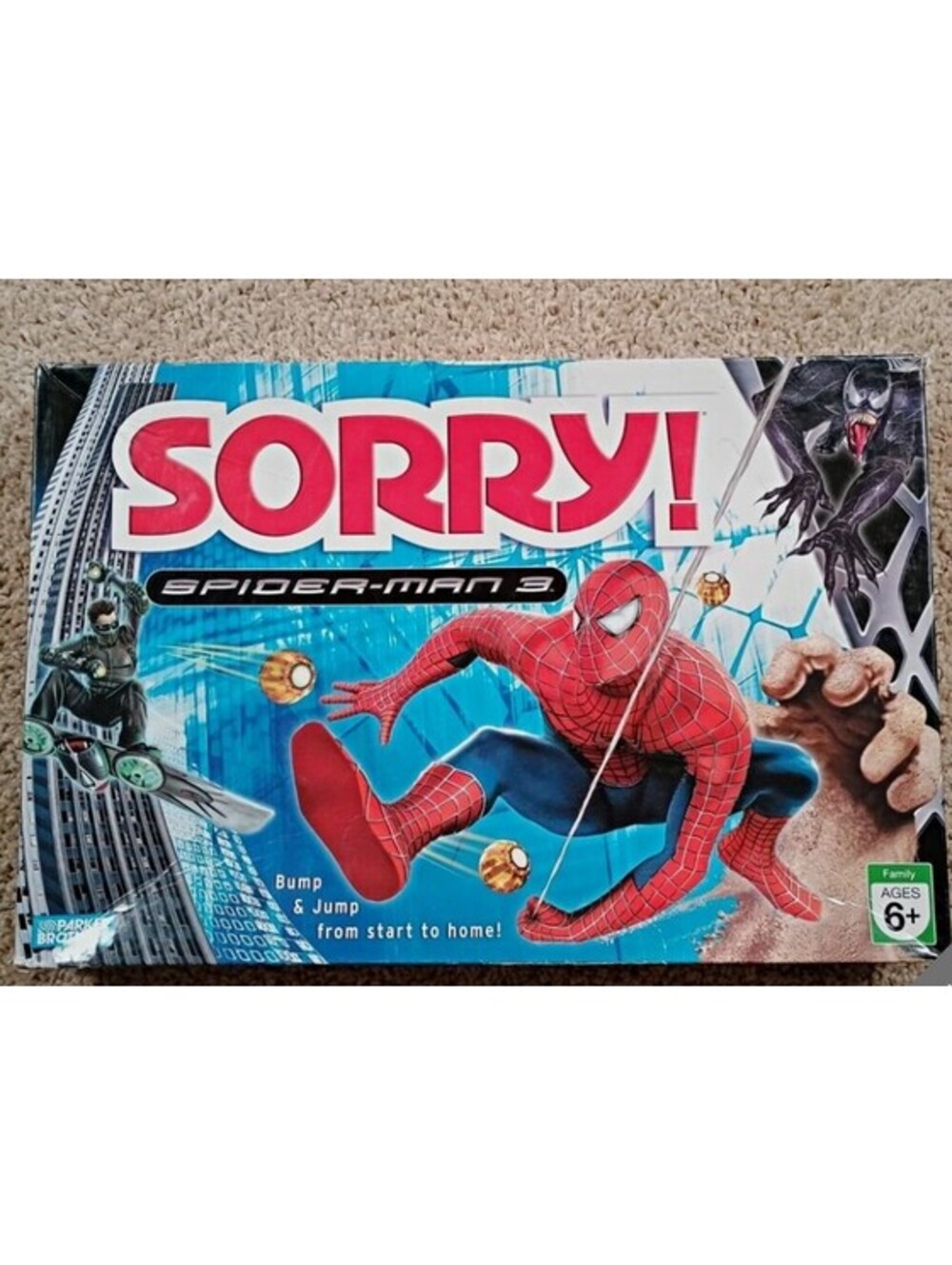 Sorry Marvel Spider-Man 3 Board Family Game Parker Brothers 2007 Complete